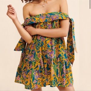 Cleobella Violette Off-the-shoulder floral boho mini dress women’s size XS